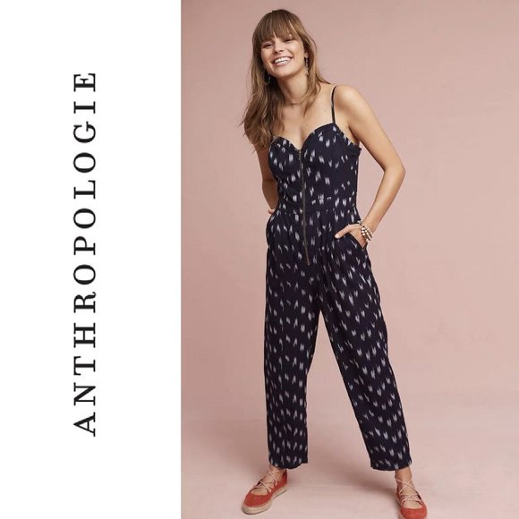 elevenses Pants - Like NEW Anthropologie Elevenses Womens Blue Ikat-Zip Front Jumpsuit Size 0